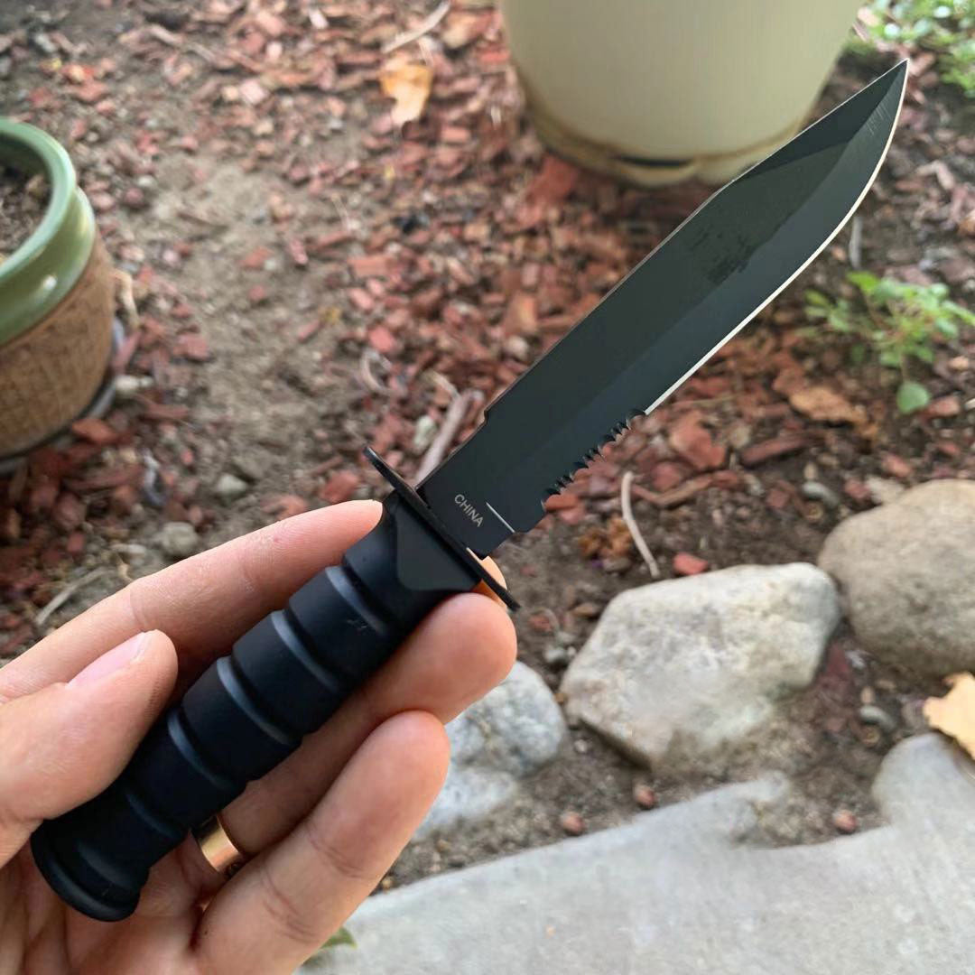 19.05 cm Full Tang Black Tanto Tactical Knife with Nylon Sheath 1