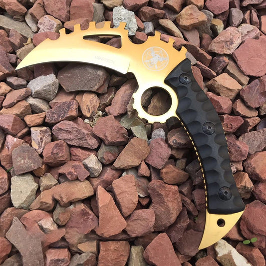 21.59cm Full Tang Tactical Karambit Fixed Blade Knife (Gold) 11