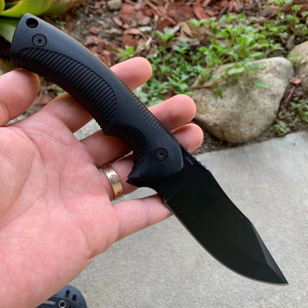 22.86cm Full Tang Black Tactical Knife with Paddle Holster