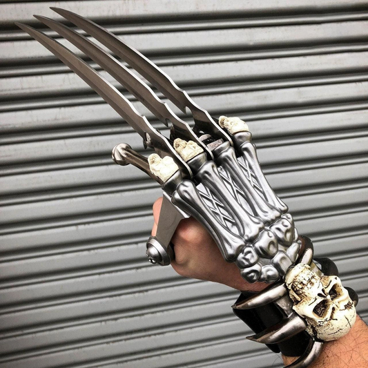 43 cm Wolverine Claw & Skull Skeleton Knife Dagger with Handle Fixed Blade