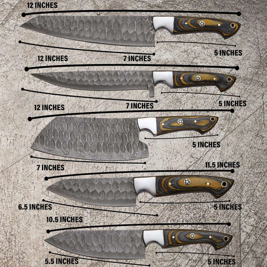 5-Piece Custom Damascus Chef Knife Set