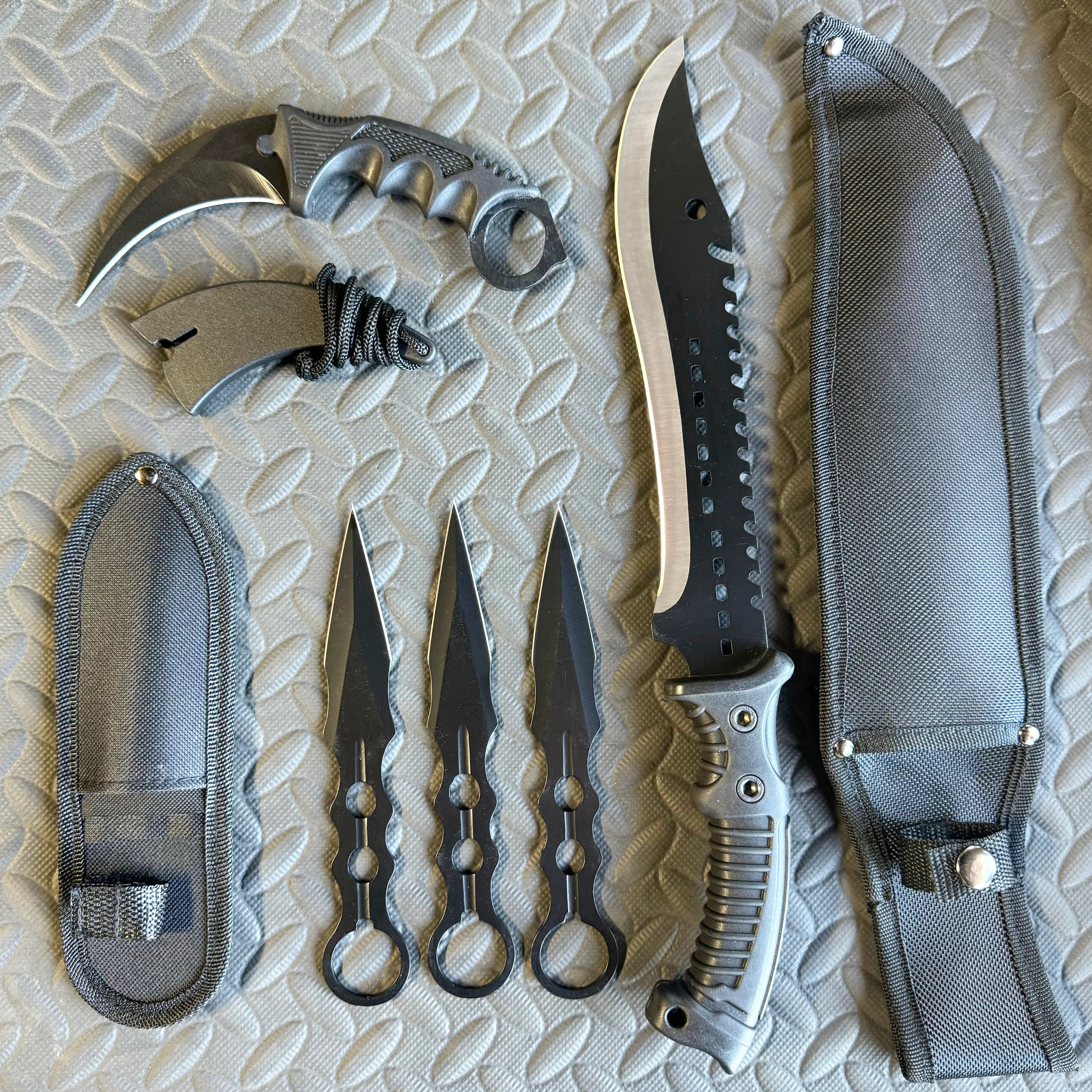 5PC Machete & Throwing Knife Set