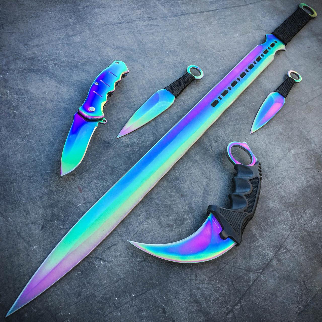 5PC Rainbow Blade & Machete Set