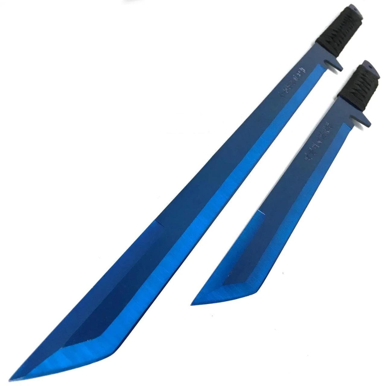 68.58 cm & 45.72 cm Blue Samurai Machete Sword Set 1