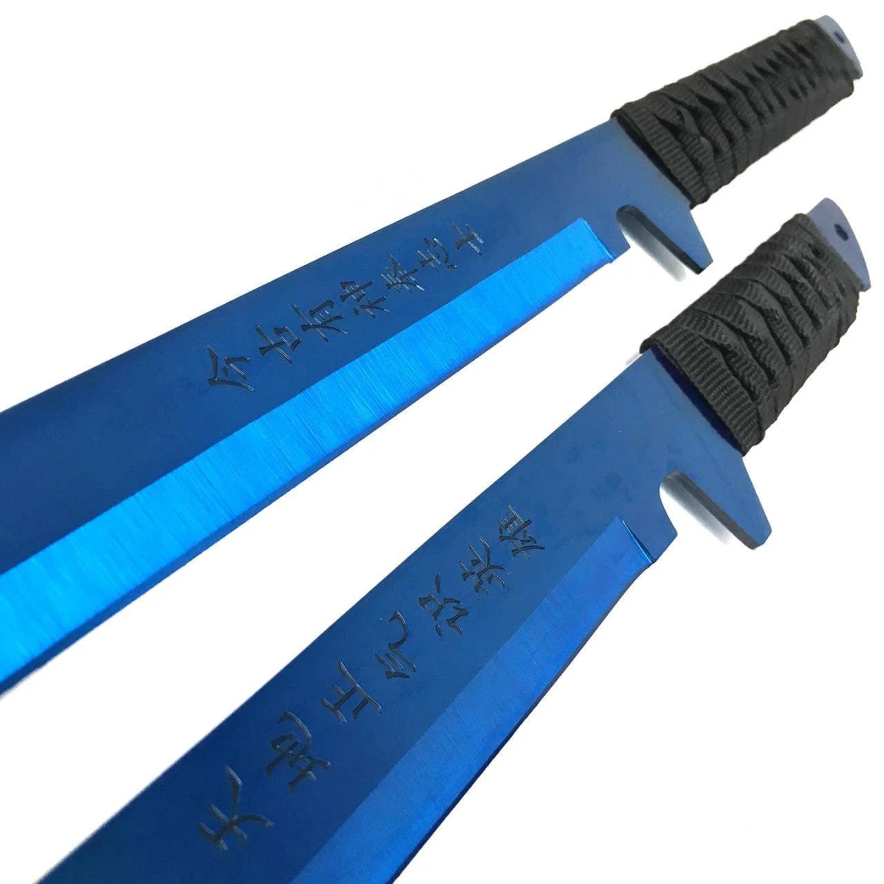68.58 cm & 45.72 cm Blue Samurai Machete Sword Set 2