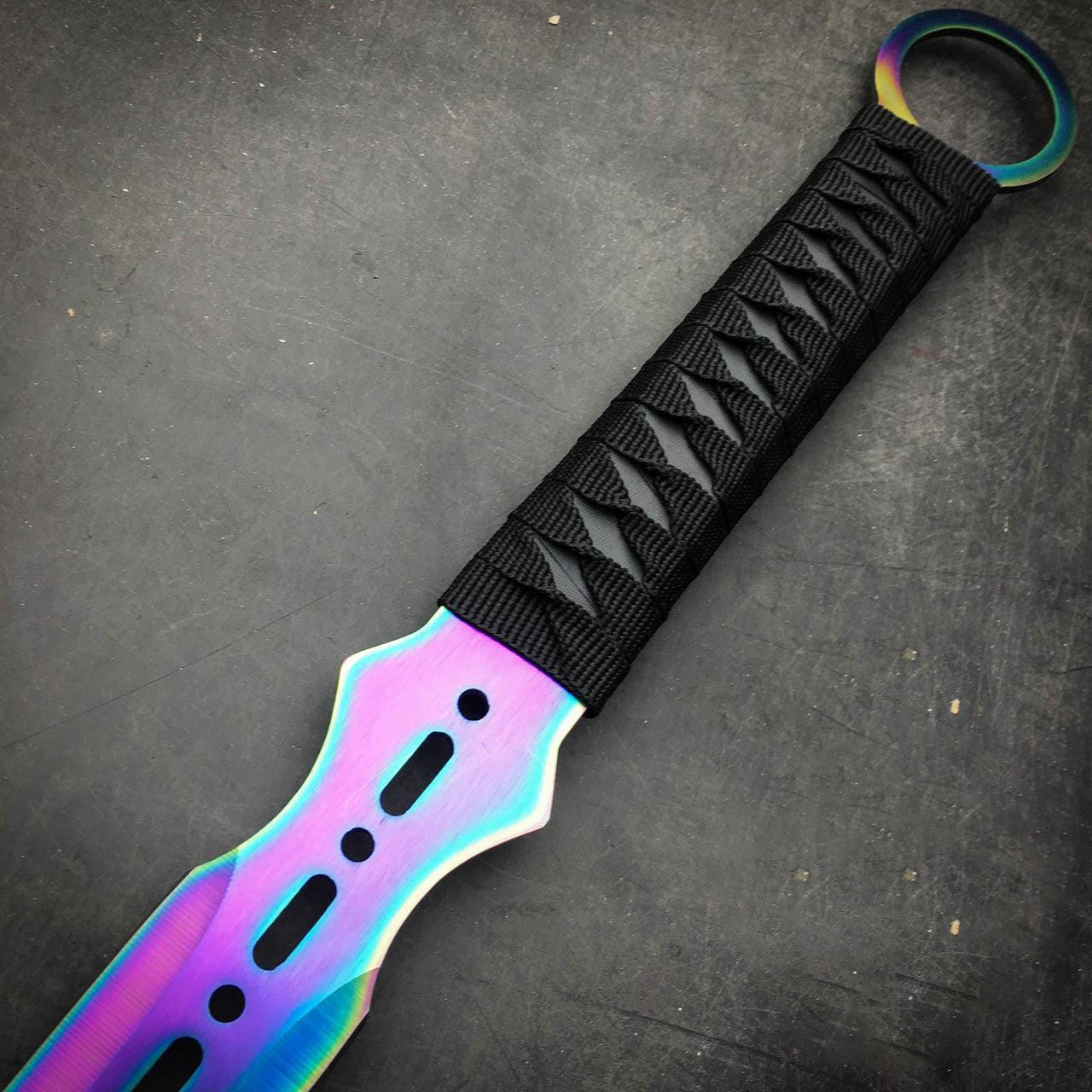 68.58cm Rainbow Katana Machete with Throwing Knife 1
