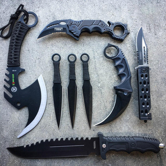 8PC Zombie Tactical Knife & Axe Set 1