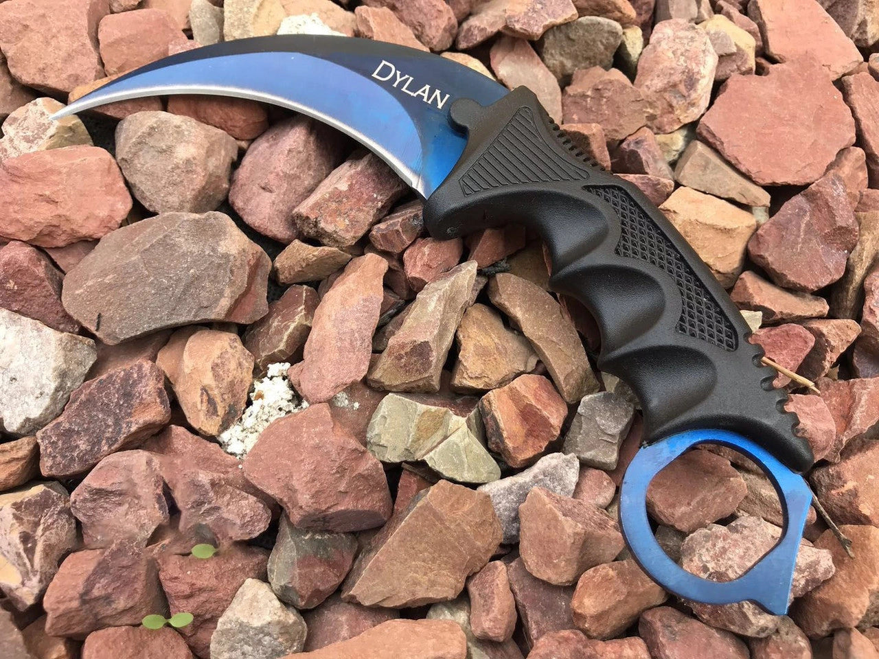 CS: GO Tactical Karambit Knife - Blue, Custom Engraved 1