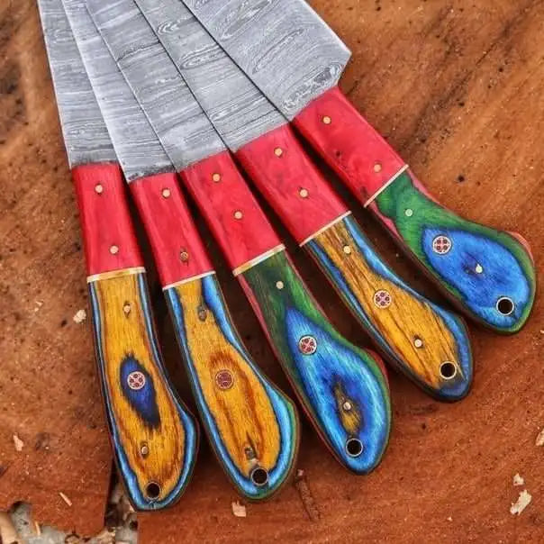 Custom Handmade 5-Piece Damascus Steel Chef Knife Set 3