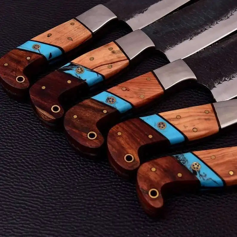 Custom Made 5-Piece Carbon Steel Chef Knife Set 2