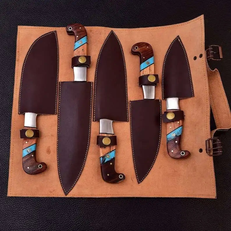 Custom Made 5-Piece Carbon Steel Chef Knife Set 3