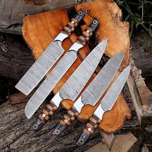 Damascus Steel 5-Piece Chef Knife Set