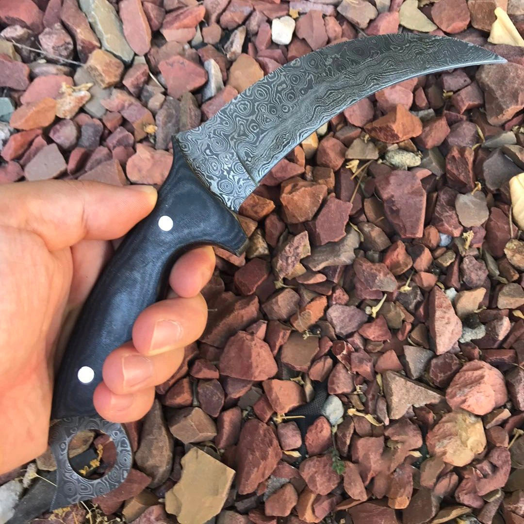 Damascus Steel Fixed Blade Knife – Personalized Tactical Karambit Hawkbill (Custom Engraved) 11