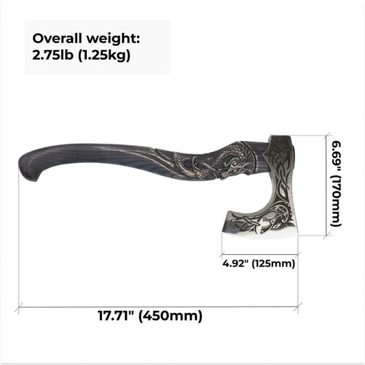Fenrisulfr Hand-Forged Viking Bearded Axe with Carved Handle 1