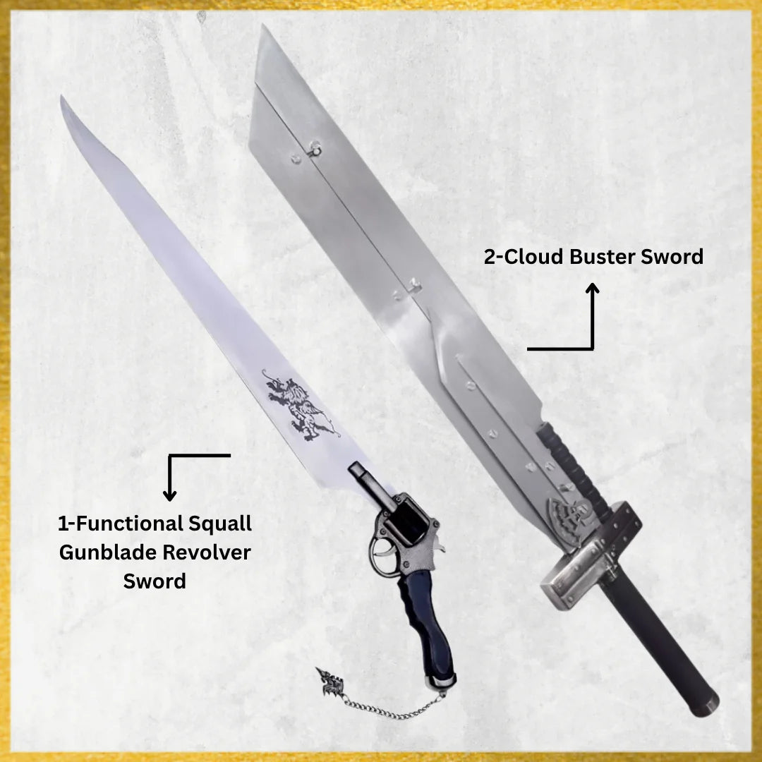 Final Fantasy Squall Gunblade & Cloud Advent Children Buster Fusion Sword