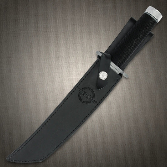 Gil Hibben 36.195cm Survival Tanto Knife – 24.13cm Sawback Blade, Leather Sheath 1