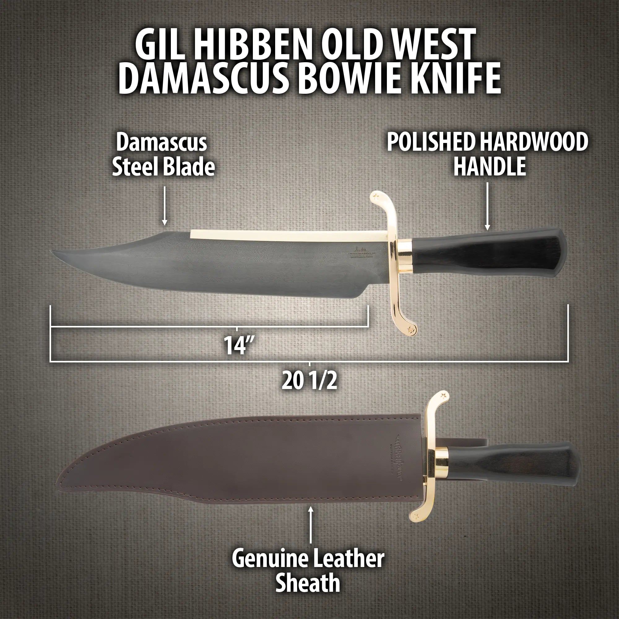 Gil Hibben Old West Damascus Bowie Knife 2