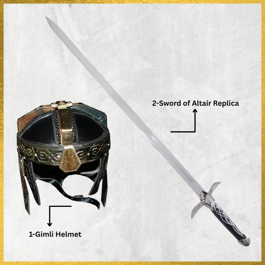 Gimli Helmet & Assassins Creed Altair Sword