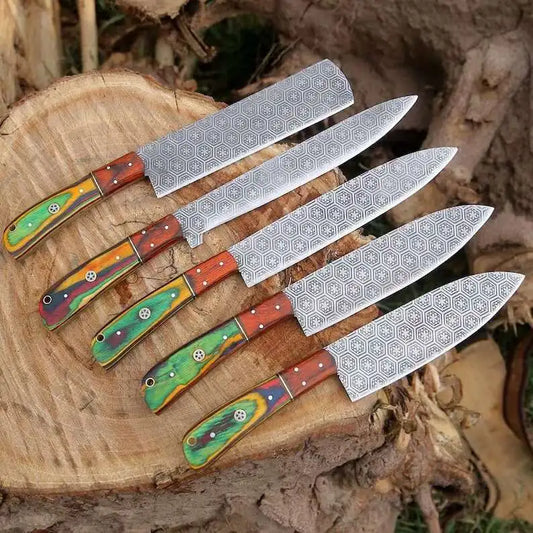 Hand Forged Handmade Carbon Steel Full Tang Knife Set 1