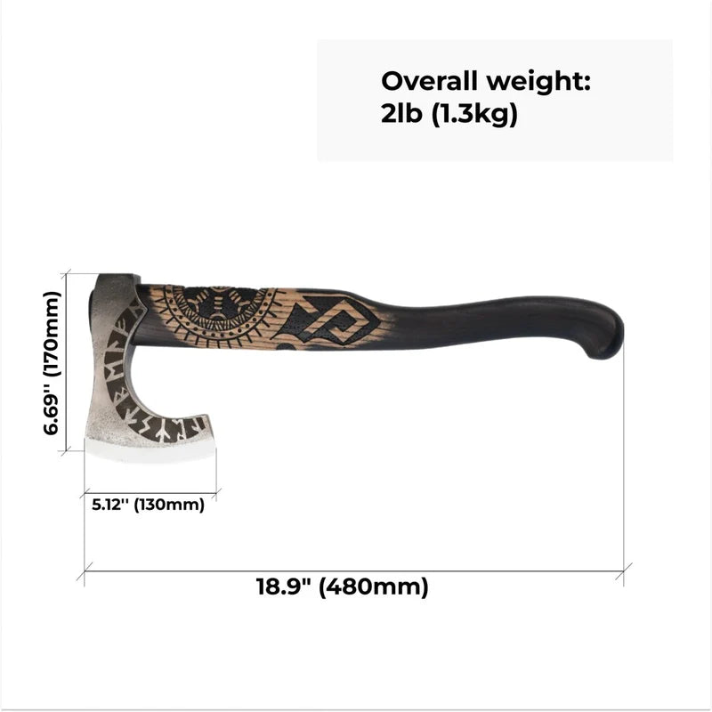 Hand-Forged Othala Axe w/ Leather Cover 1
