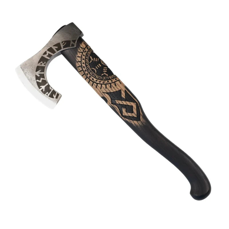 Hand-Forged Othala Axe w/ Leather Cover 12