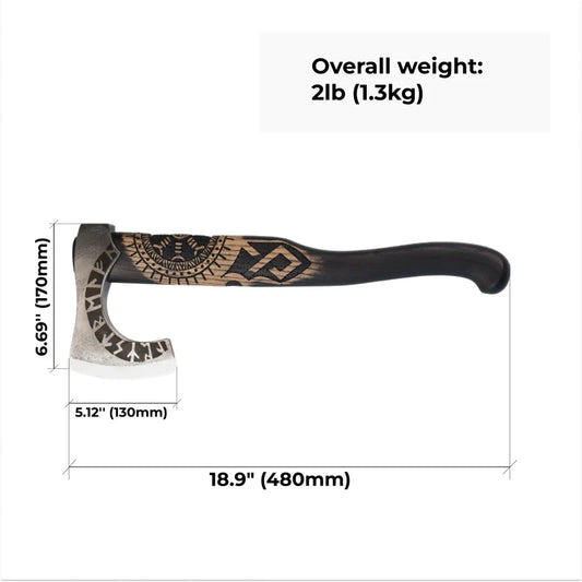 Hand-Forged Othala Axe w/ Leather Cover 1