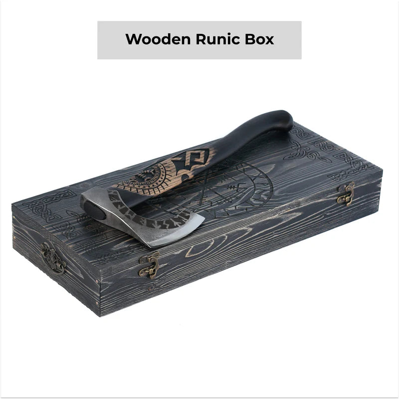 Hand-Forged Othala Axe w/ Leather Cover 9