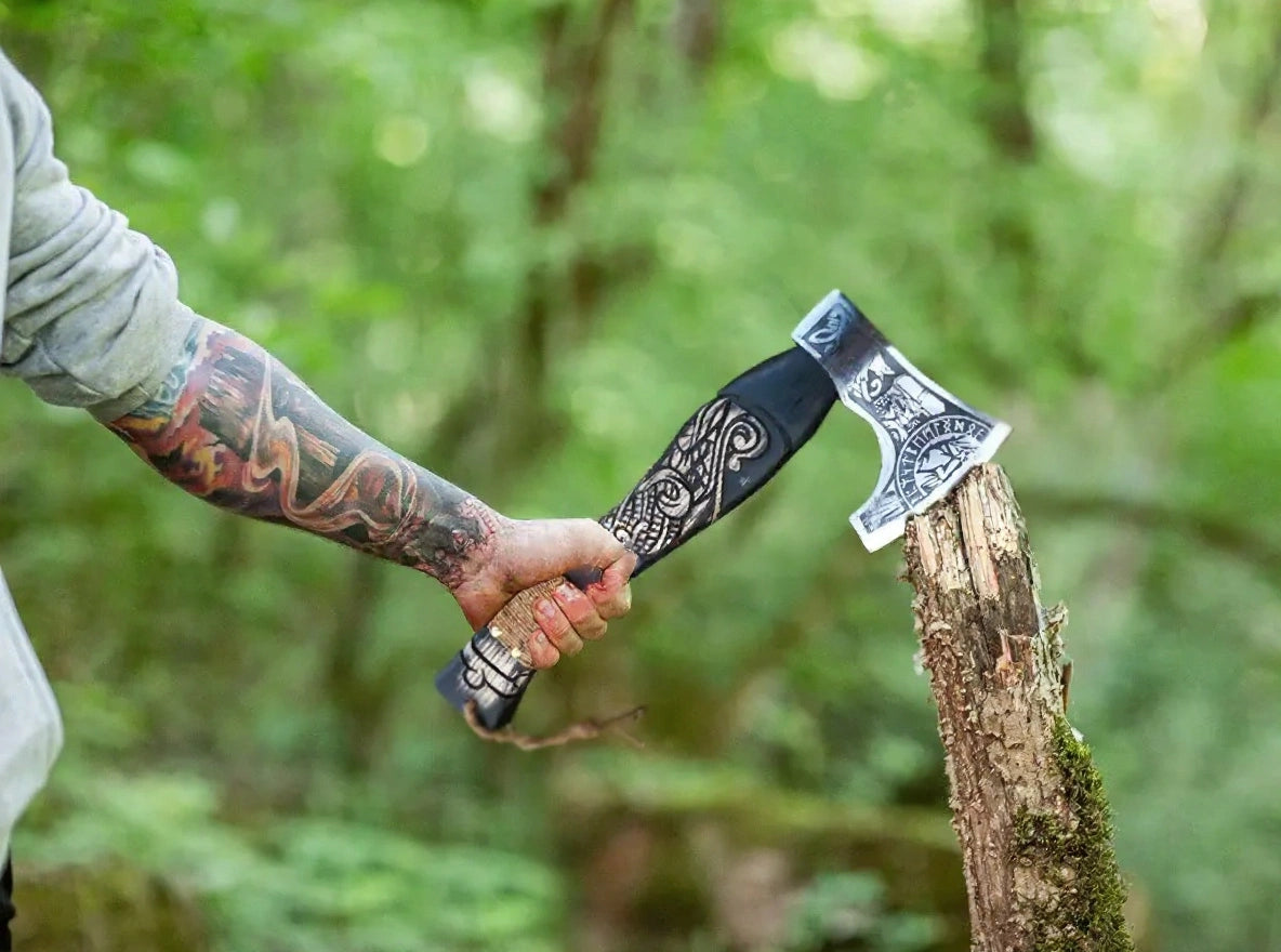 Hand Forged Raven Handle Mini Viking Axe RA-233