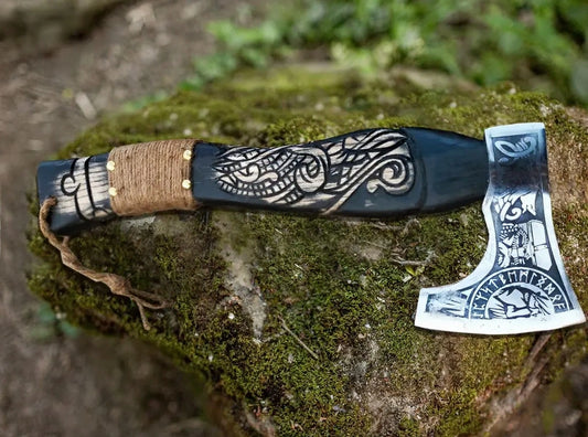 Hand Forged Raven Handle Mini Viking Axe RA-233 1