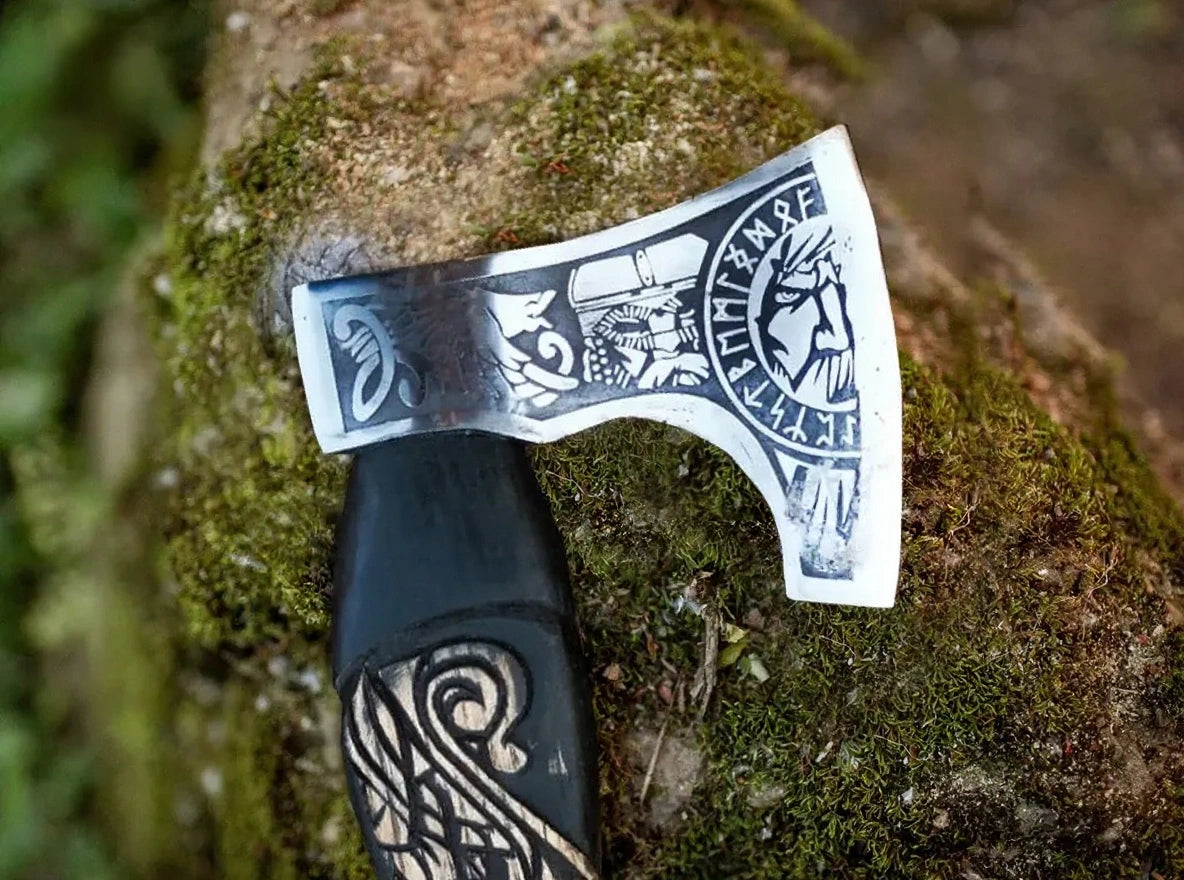 Hand Forged Raven Handle Mini Viking Axe RA-233 2