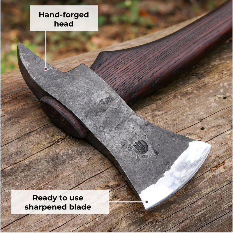 Hand forged Fireman's Axe American superhero with leather case 3