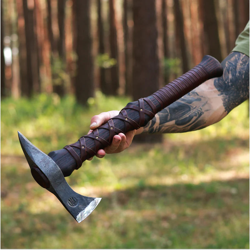 Hand-forged Gurons spike tomahawk 12