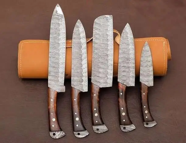 Handmade 5-Piece Damascus Chef Knife Set 1