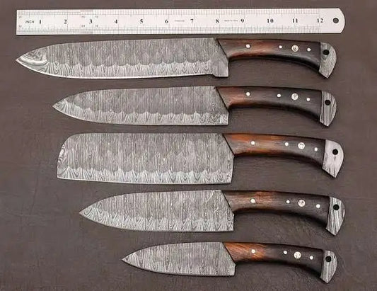 Handmade 5-Piece Damascus Chef Knife Set