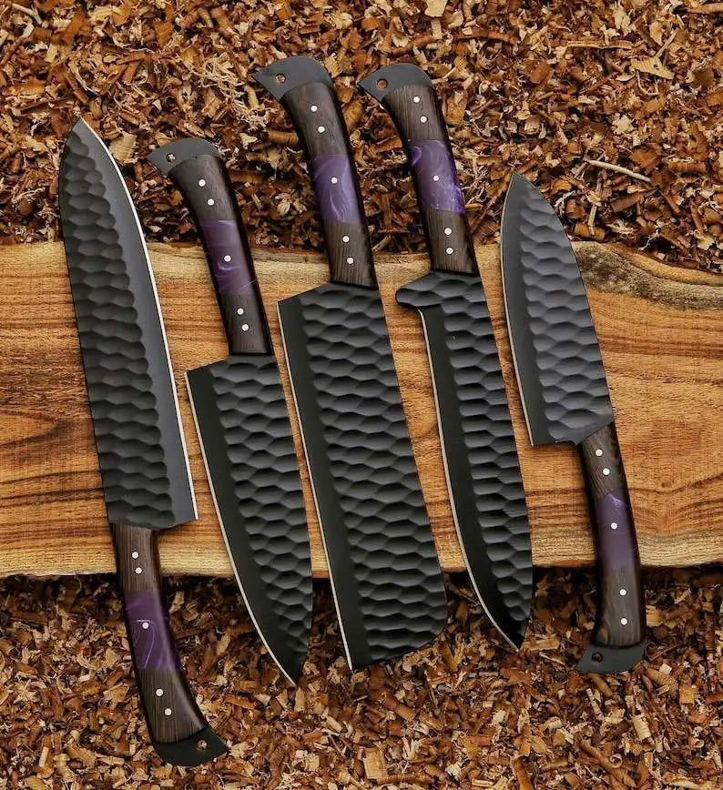 Handmade Carbon & D2 Steel Chef Knife Set 4
