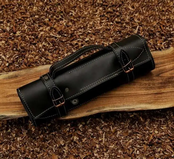 Handmade Damascus Steel Chef Knife Set with Leather Sheath 4