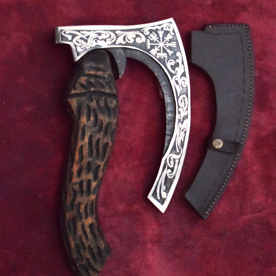 Handmade High Carbon Steel Viking Pizza Cutter Axe Pro-Bello1490 1