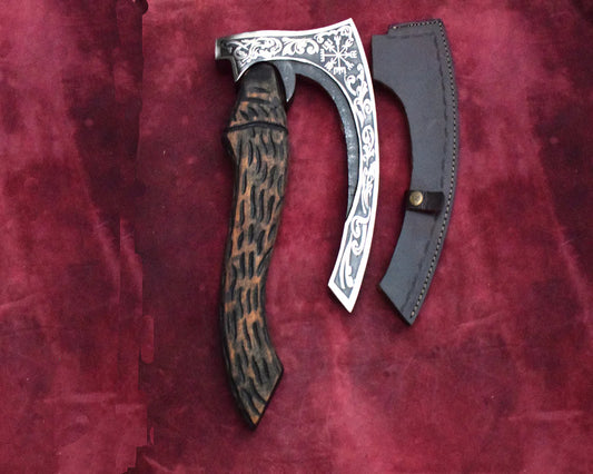 Handmade High Carbon Steel Viking Pizza Cutter Axe Pro-Bello1490