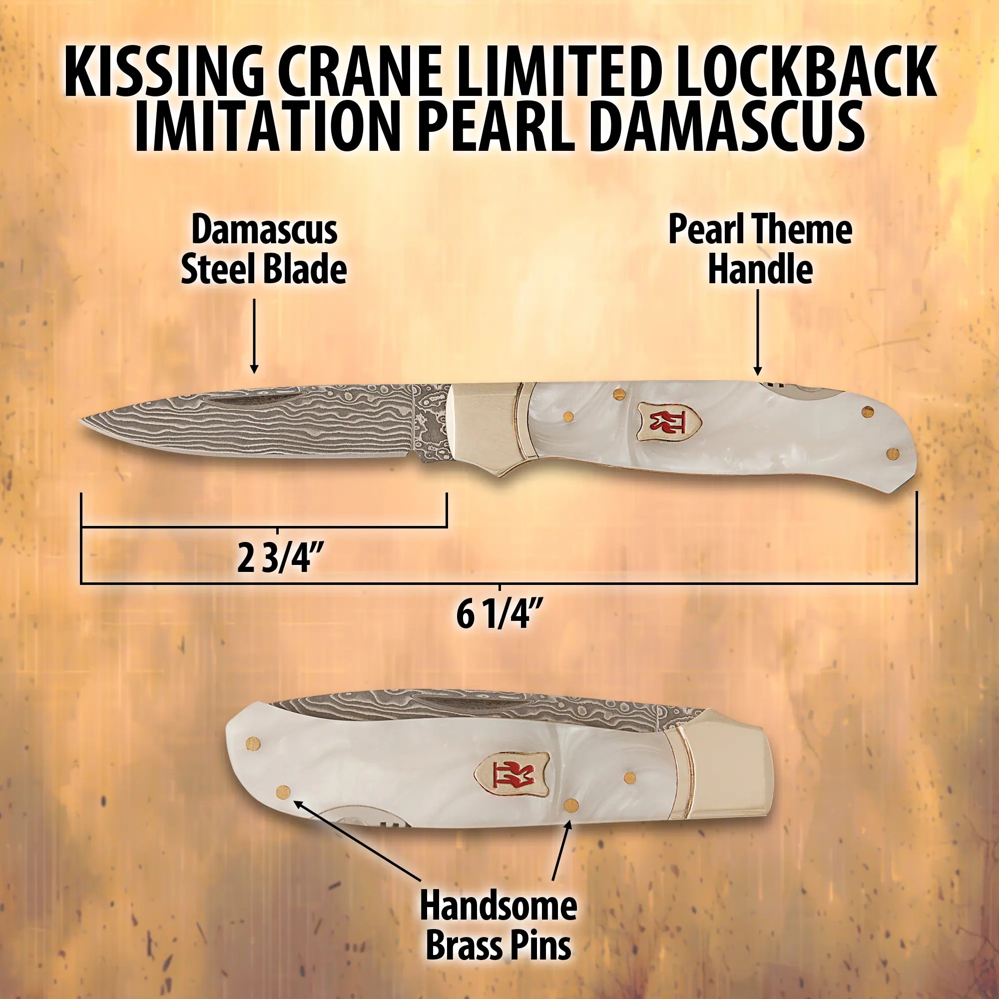 Kissing Crane Limited Pearl Damascus Lockback 2
