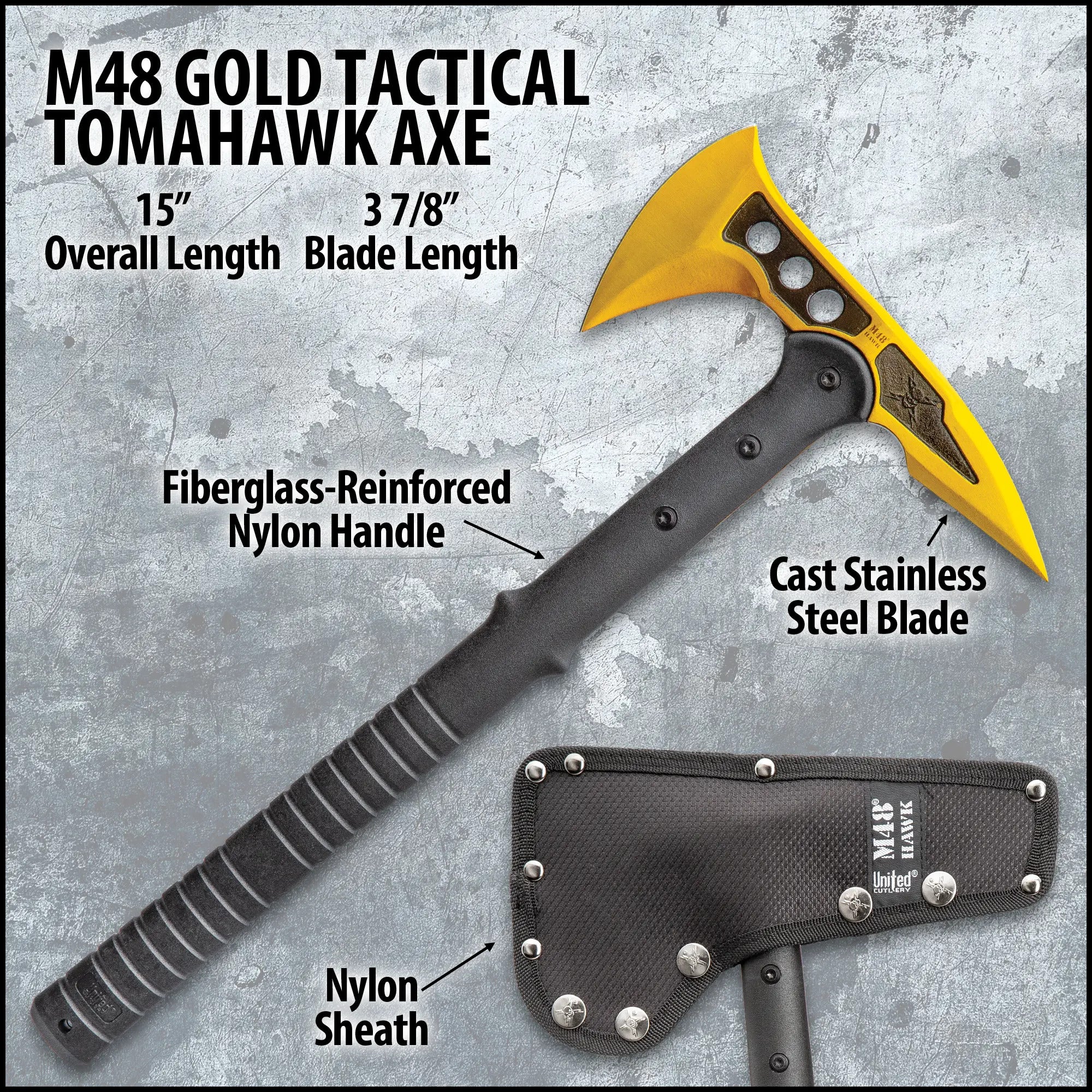 M48 Gold Tactical Tomahawk Axe – 38.1cm Overall, 9.906cm Blade 3