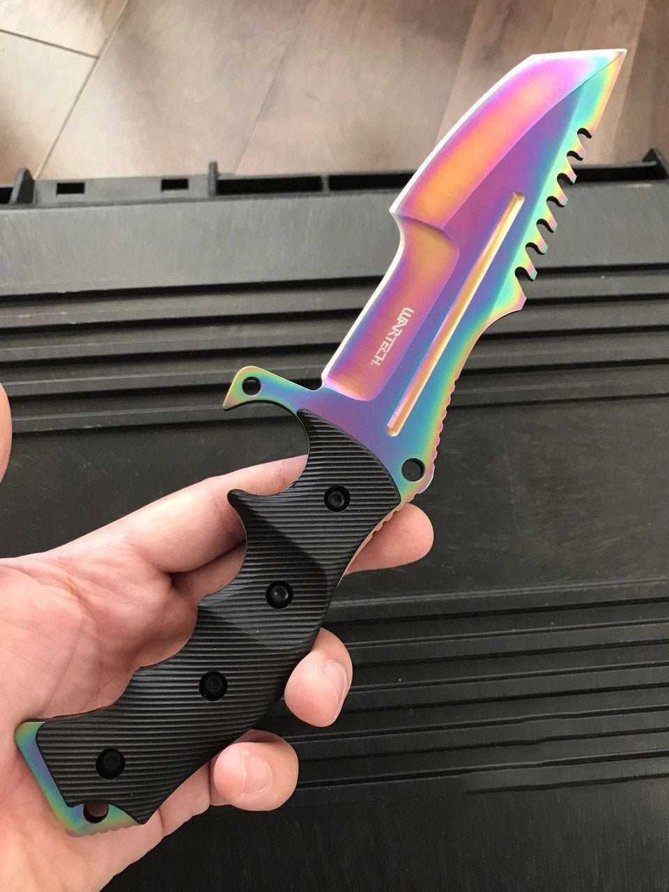Military Tactical Combat CSGO Huntsman Razor Blade Hunting Bowie Survival Rainbow Knife 11