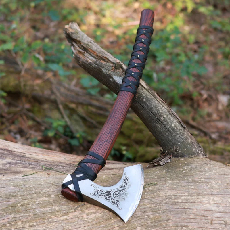 Norse Axe Njord – Handmade with Leather Wrap 2