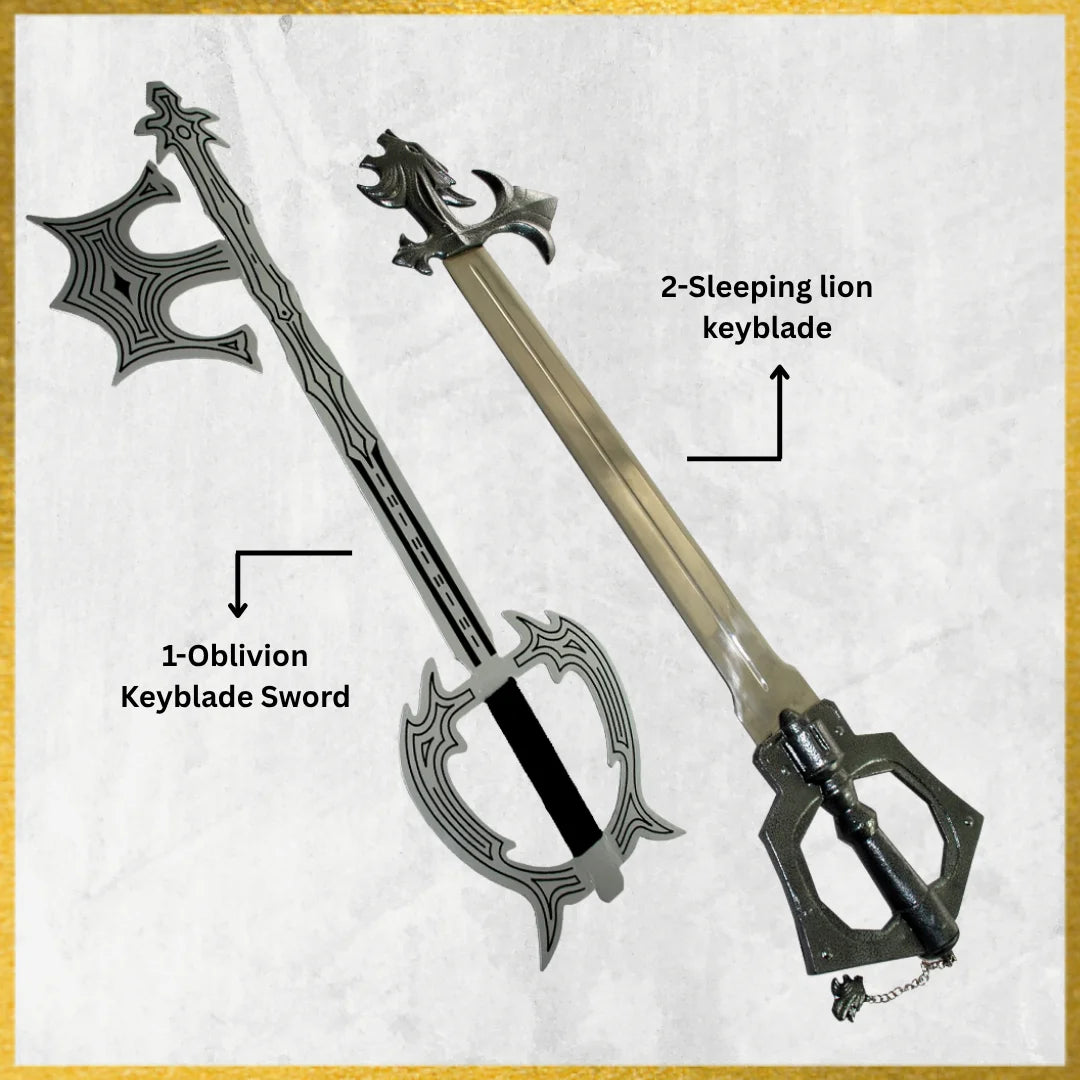 Oblivion Keyblade Sword & Kingdom Hearts Sleeping Lion Keyblade