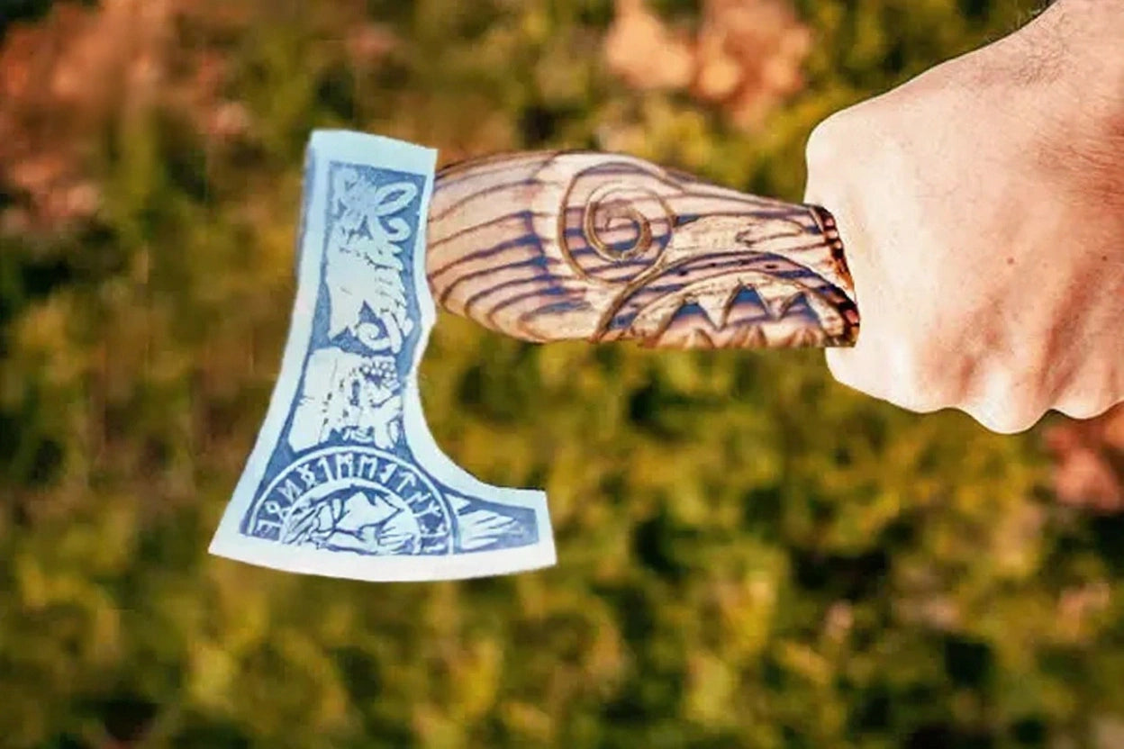 Odin Runes Etched Mini Viking Axe 2
