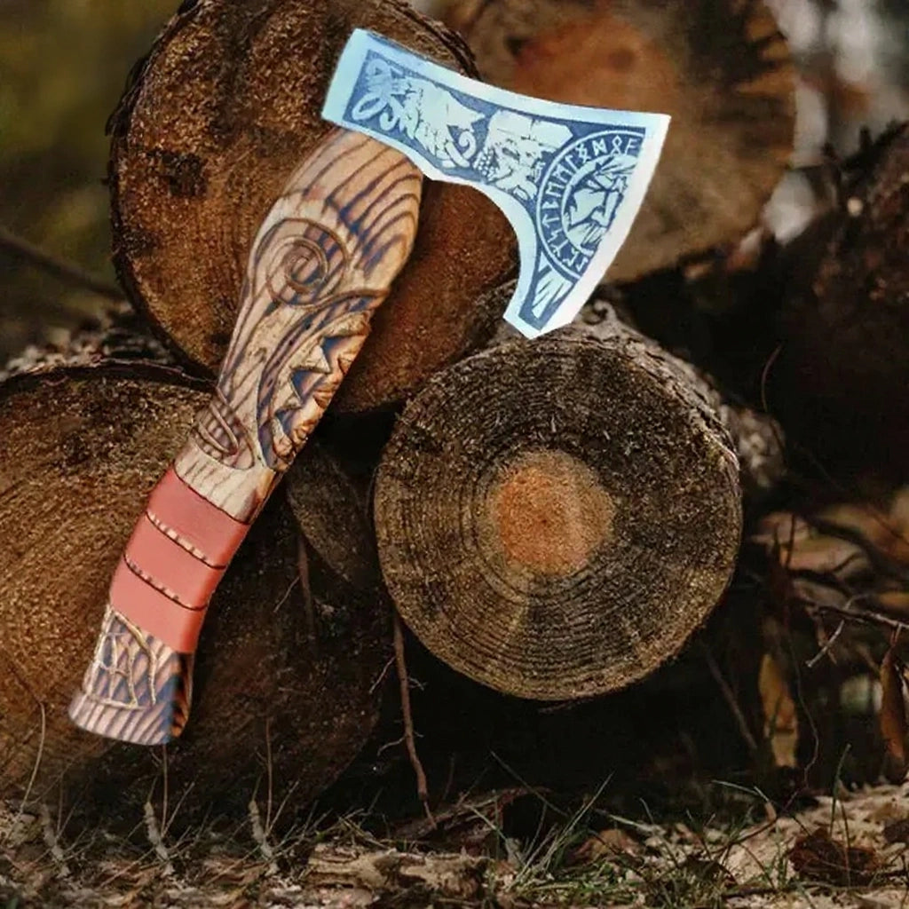 Odin Runes Etched Mini Viking Axe 4