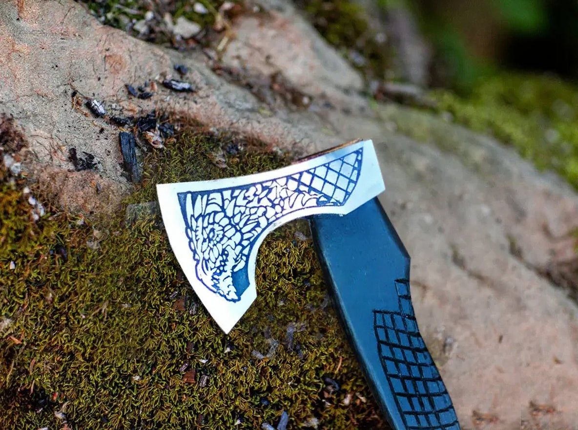 RA-234 Handmade Norse Dragon Mini Viking Axe 2