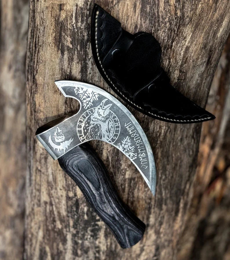 RA-265 Hand-Forged Odin Raven Pizza Axe