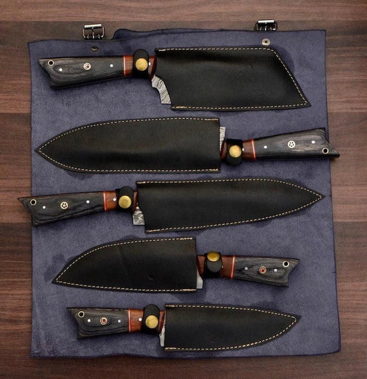 RA-58 Handmade Damascus Chef Knife Set 1