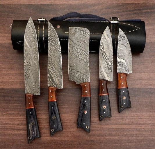 RA-58 Handmade Damascus Chef Knife Set