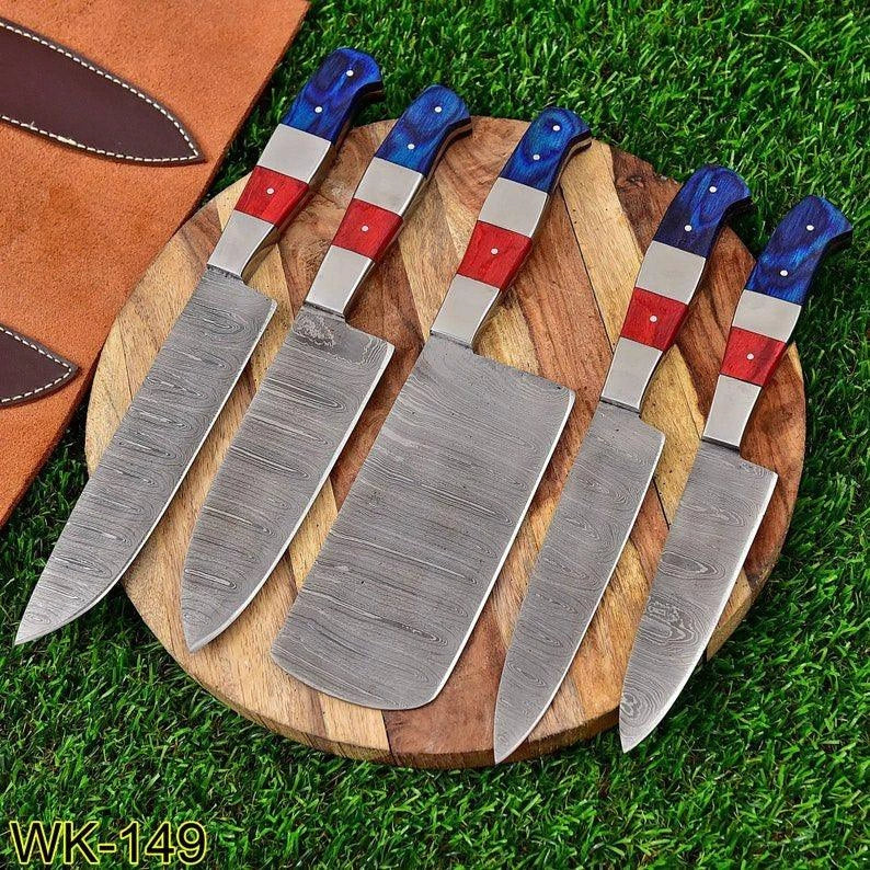 RA-72 Custom Handmade Damascus Steel Chef Knife Set